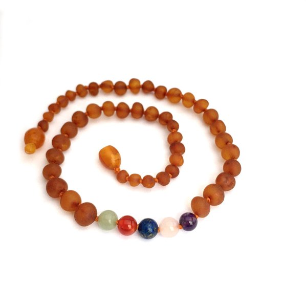 画像1: GEMSTONE BABY NECKLACE - Raw Cognac & Gem Rainbow (1)