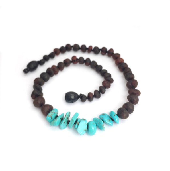 画像1: GEMSTONE NECKLACE - Raw Cherry & Turquoise (1)