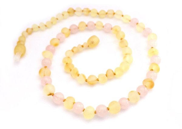 画像1: GEMSTONE NECKLACE - Raw Lemon & Rose Quartz (1)