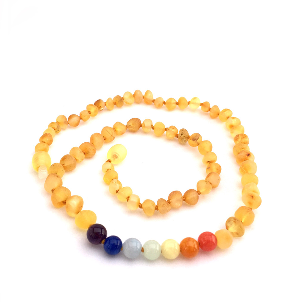 GEMSTONE BABY NECKLACE - Raw Lemon & Gem Rainbow