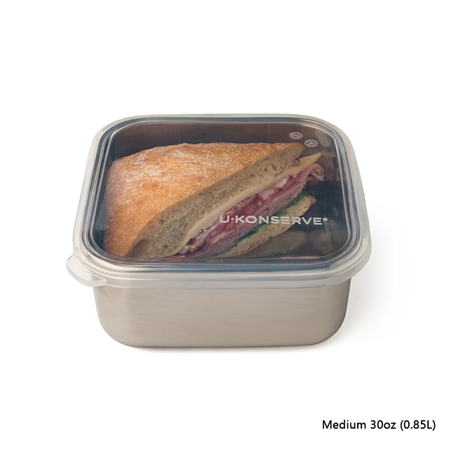 Square To-Go Container - Medium 30oz (0.85L) Clear [with Silicone Lid]