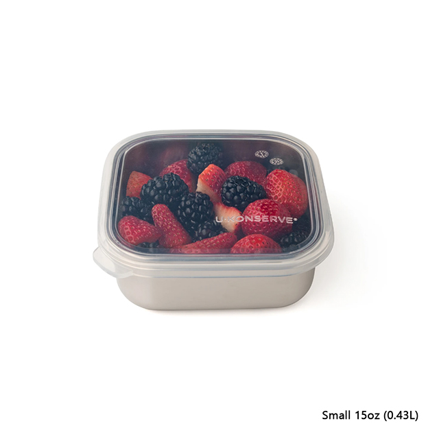 Square To-Go Container - Small 15oz (0.43L) Clear [with Silicone Lid]