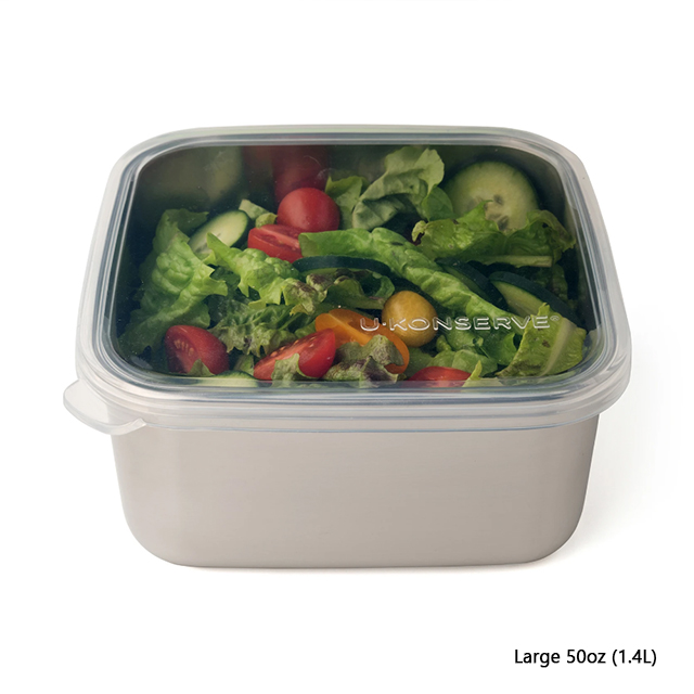 Square To-Go Container - Large 50oz (1.4L) Clear [with Silicone Lid]